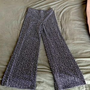 Forever 21 black and whit polka dot bell bottom pants